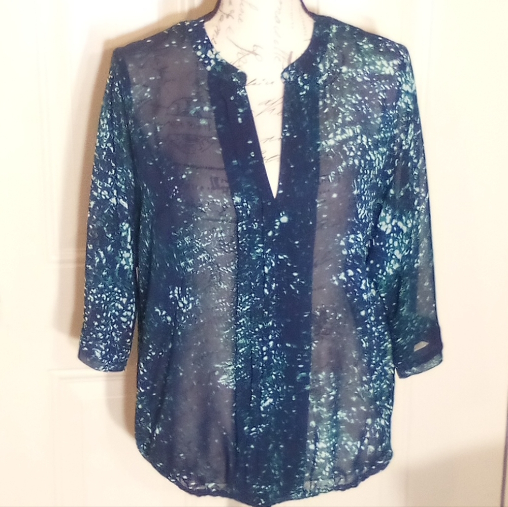 a.n.a Blouse Women Casual Size Large Color Blue